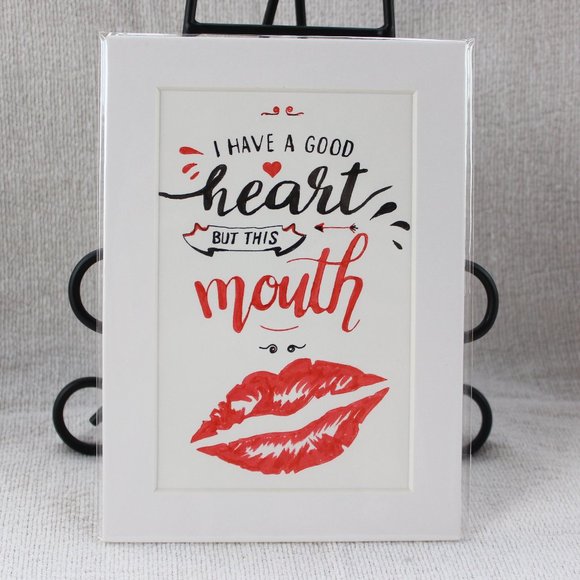 👄 ORIGINAL ART Hand Crafted Good Heart & Mouth Humor Archival Ink Drawing - Picture 1 of 7